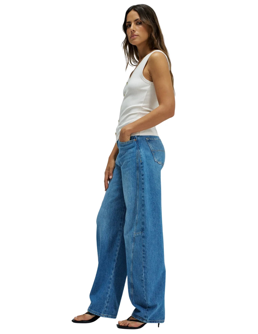 Top Acanalado Botones Salsa Jeans Arena | Bicos de Fío
