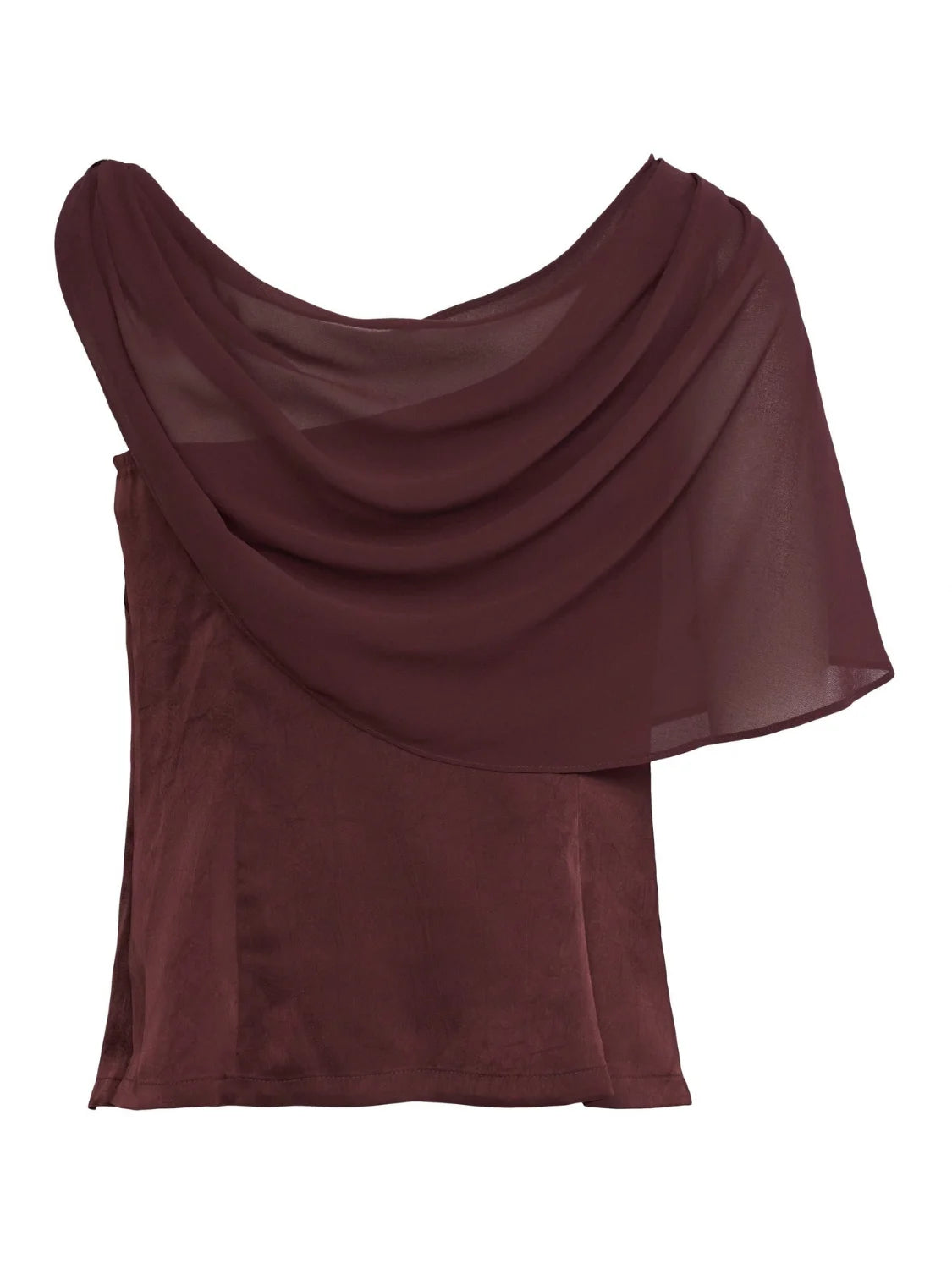 Top Asimétrico Volante Salsa Jeans Marrón | Bicos de Fío