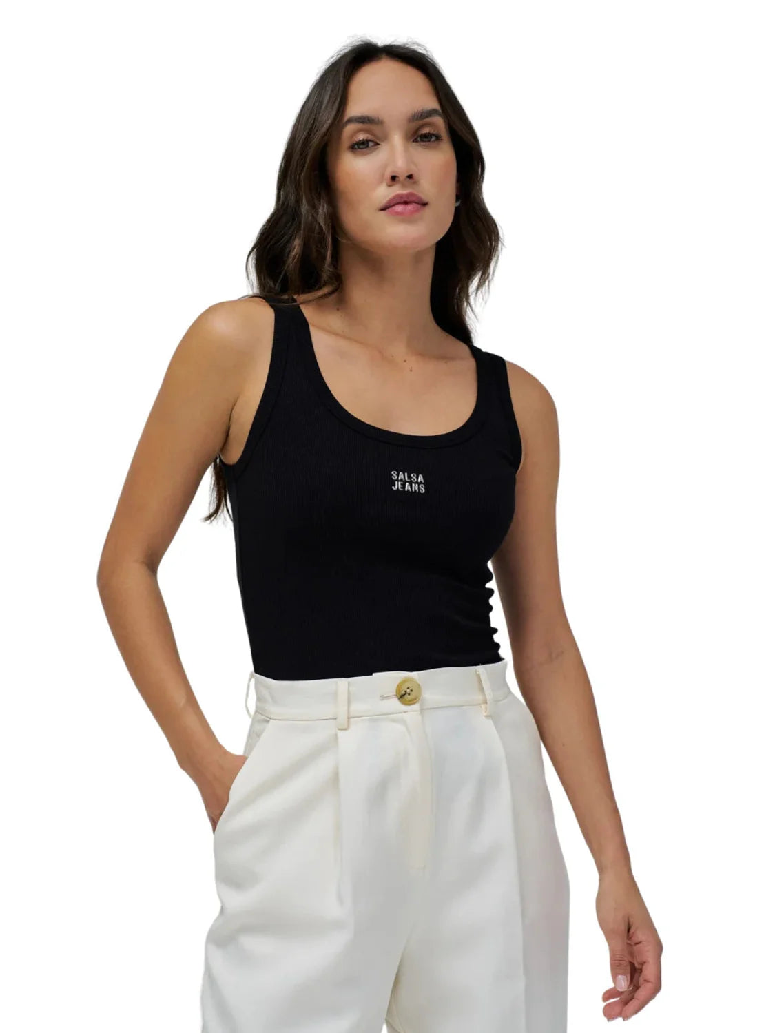 Top Básico Salsa Jeans Negro | Bicos de Fío