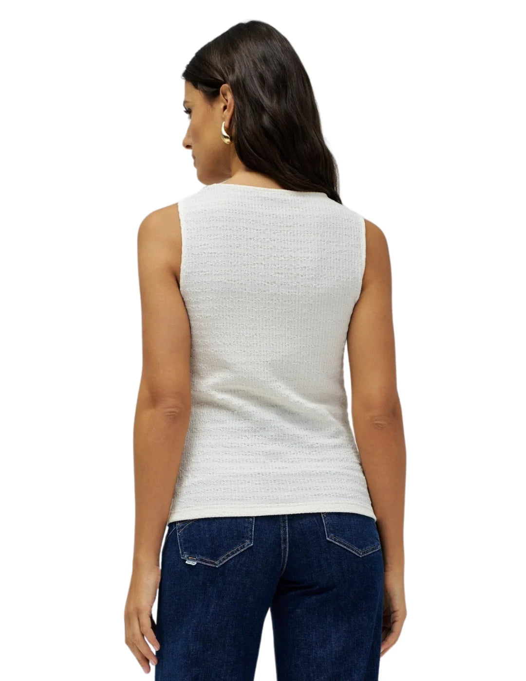 Top Textura Aplique Salsa Jeans Blanco | Bicos de Fío