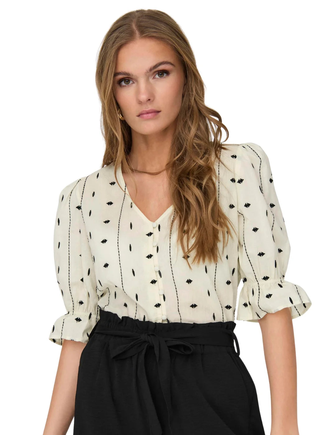 Top Estampado Only Onljasmin Beige | Bicos de Fío