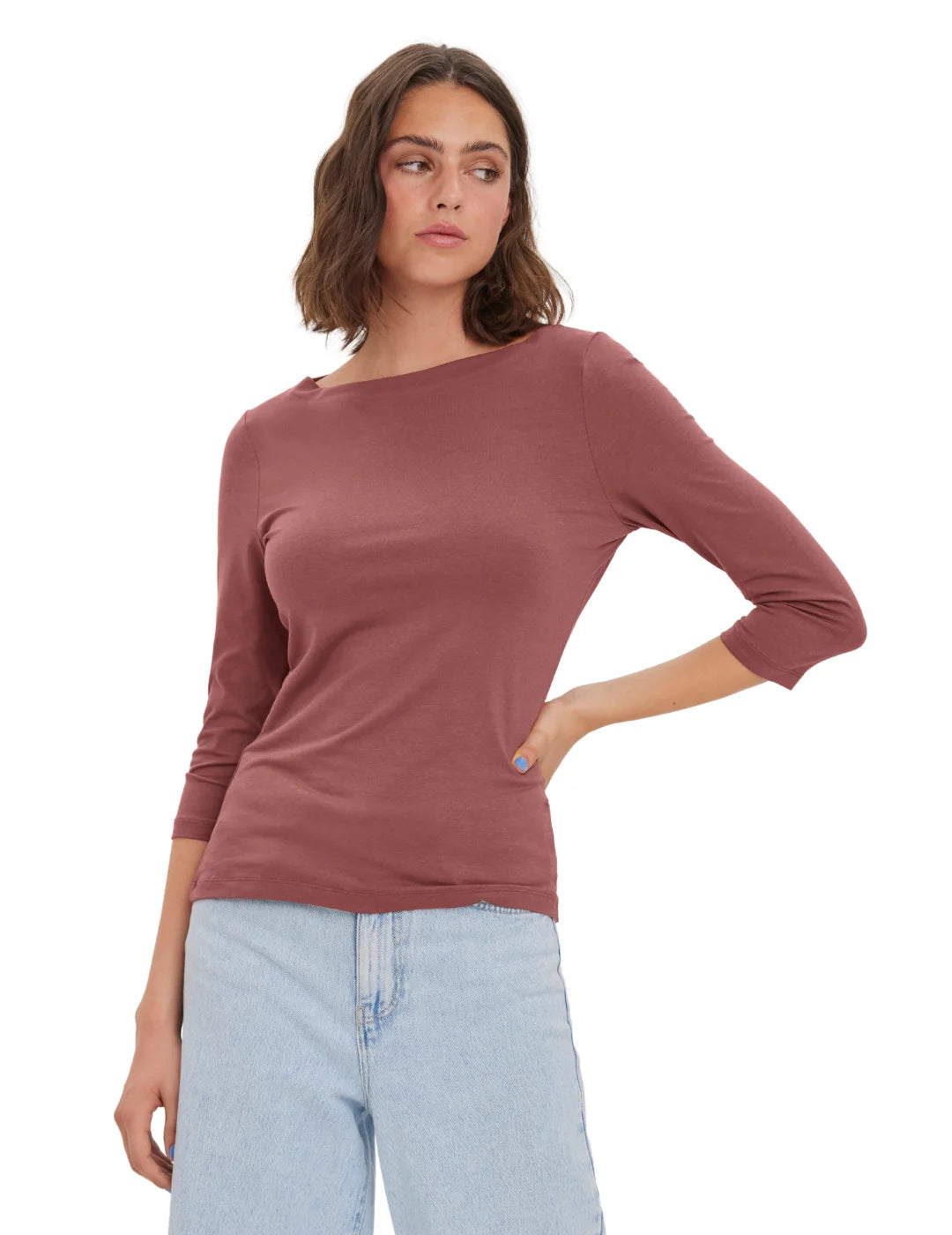 Top Manga 3/4 Vero Moda Panda Rose Brown | Bicos de Fío