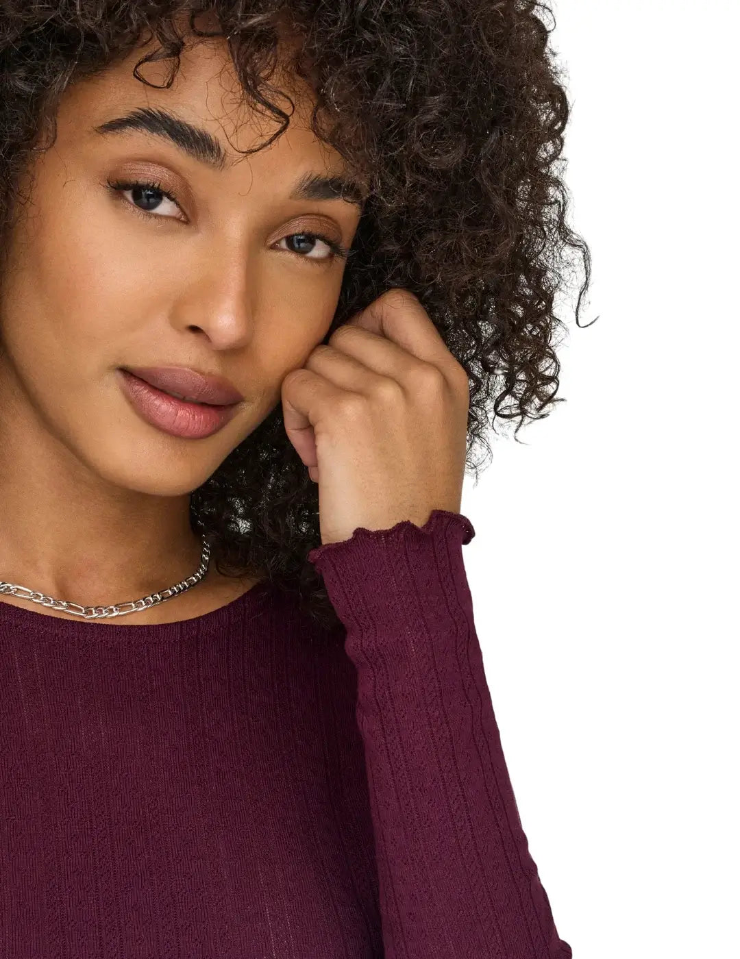 Top Manga Larga ONLY Carlotta Granate | Bicos de Fío