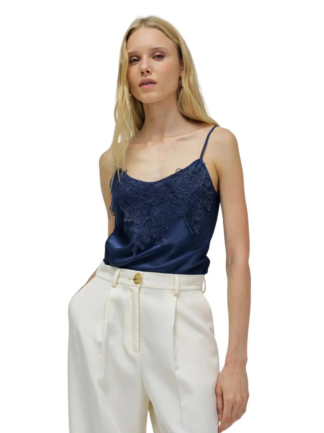 Top Tirantes Satinado Salsa Jeans Azul | Bicos de Fío