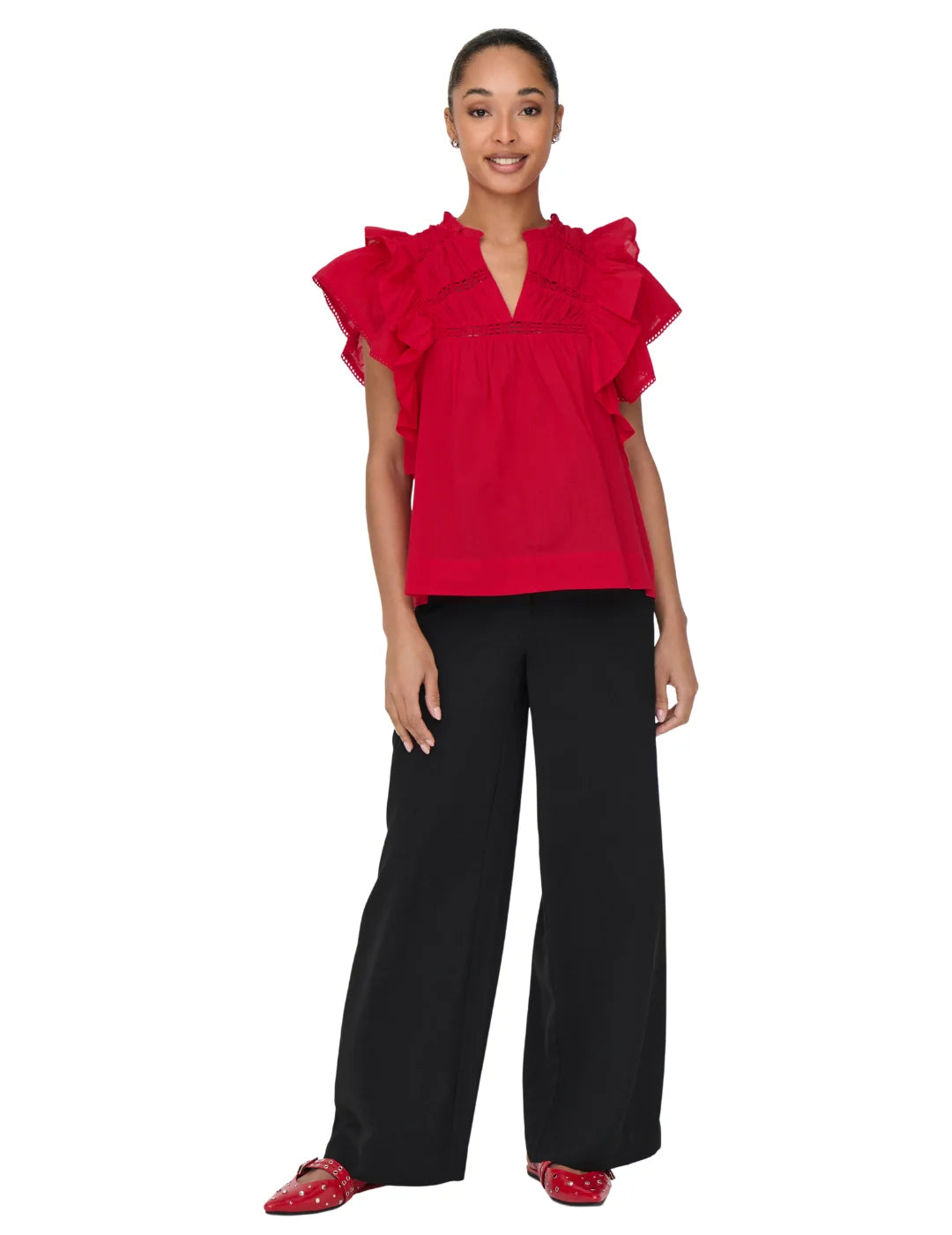 Top Volantes ONLY Sunny Rojo | Bicos de Fío