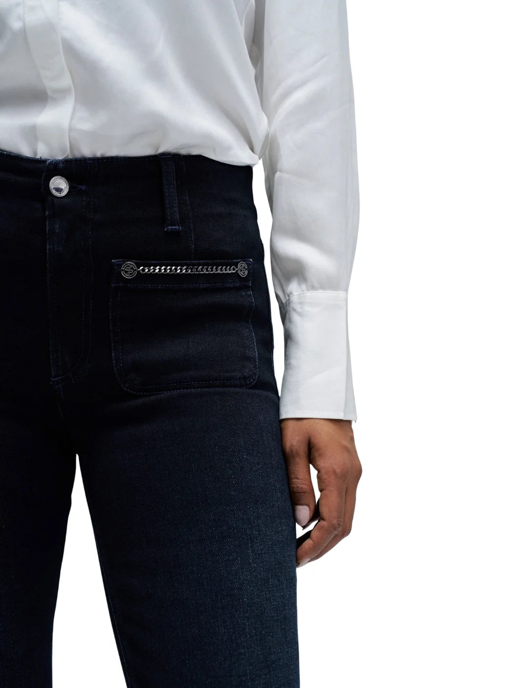 Vaqueros Destiny Push Up Flare Salsa Jeans Azul Oscuro | Bicos de Fío