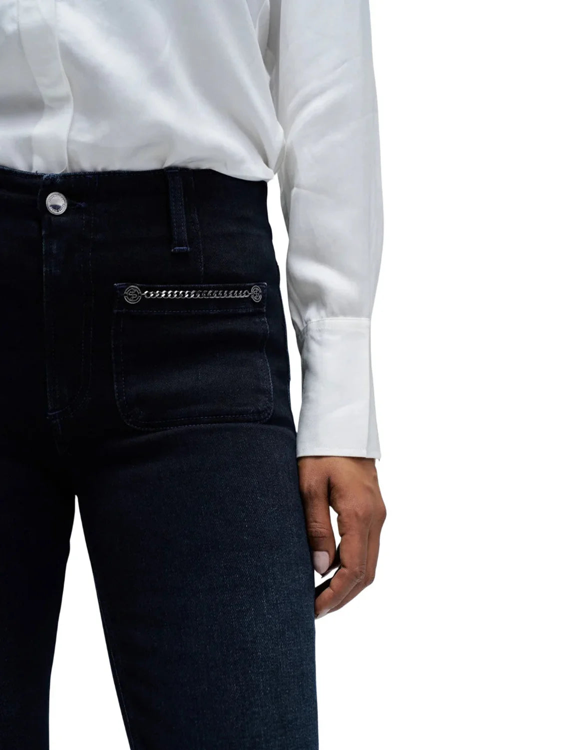 Vaqueros Destiny Push Up Flare Salsa Jeans Azul Oscuro | Bicos de Fío