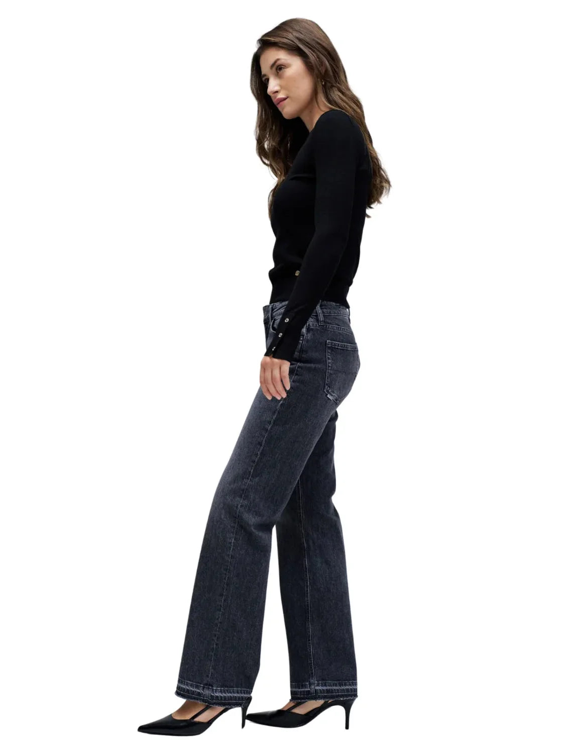 Vaqueros Low Rise Straight Salsa Jeans Negro | Bicos de Fío