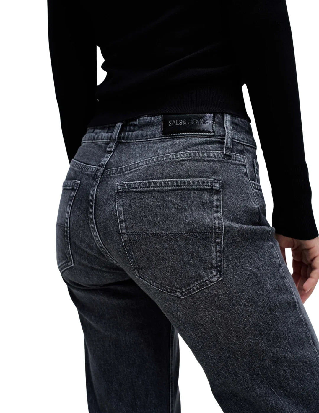 Vaqueros Low Rise Straight Salsa Jeans Negro | Bicos de Fío