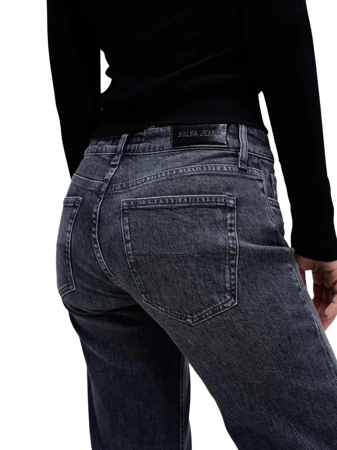 Vaqueros Low Rise Straight Salsa Jeans Negro | Bicos de Fío
