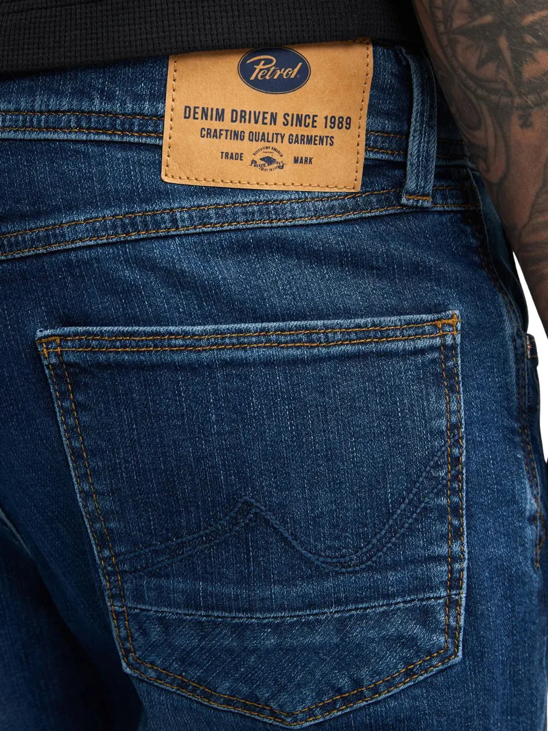 Vaqueros Petrol Industries Starling Worn Blue | Bicos de Fío