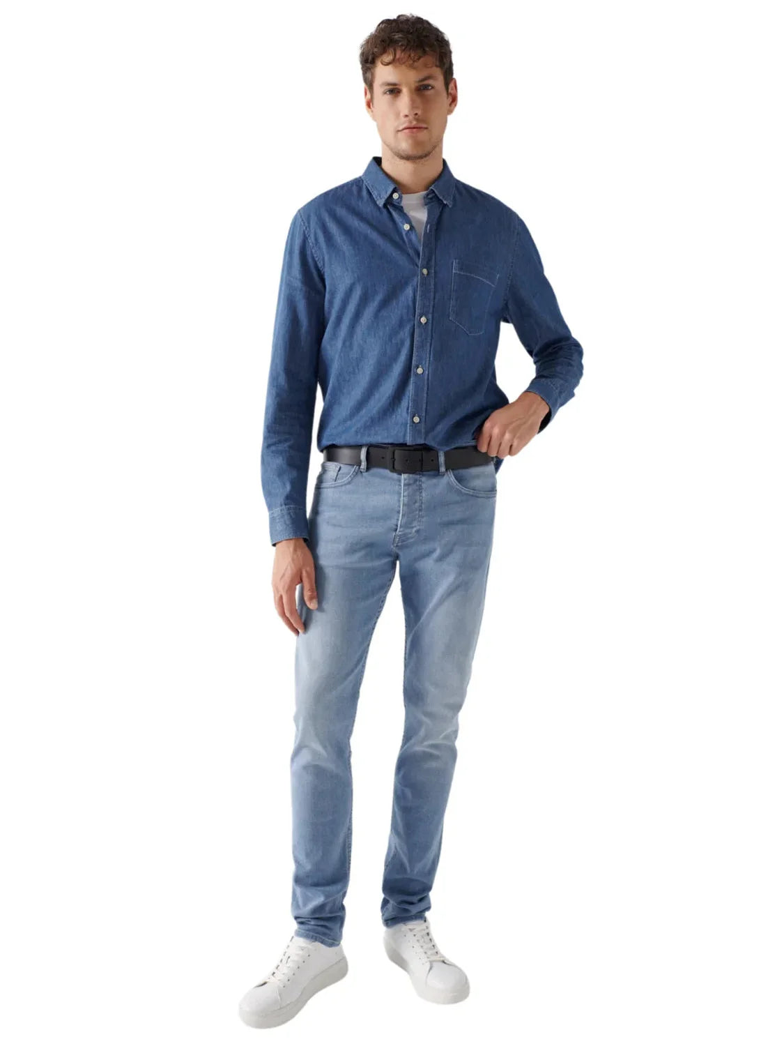 Vaqueros Regular Salsa Jeans S-Repel Azul Claro | Bicos de Fío