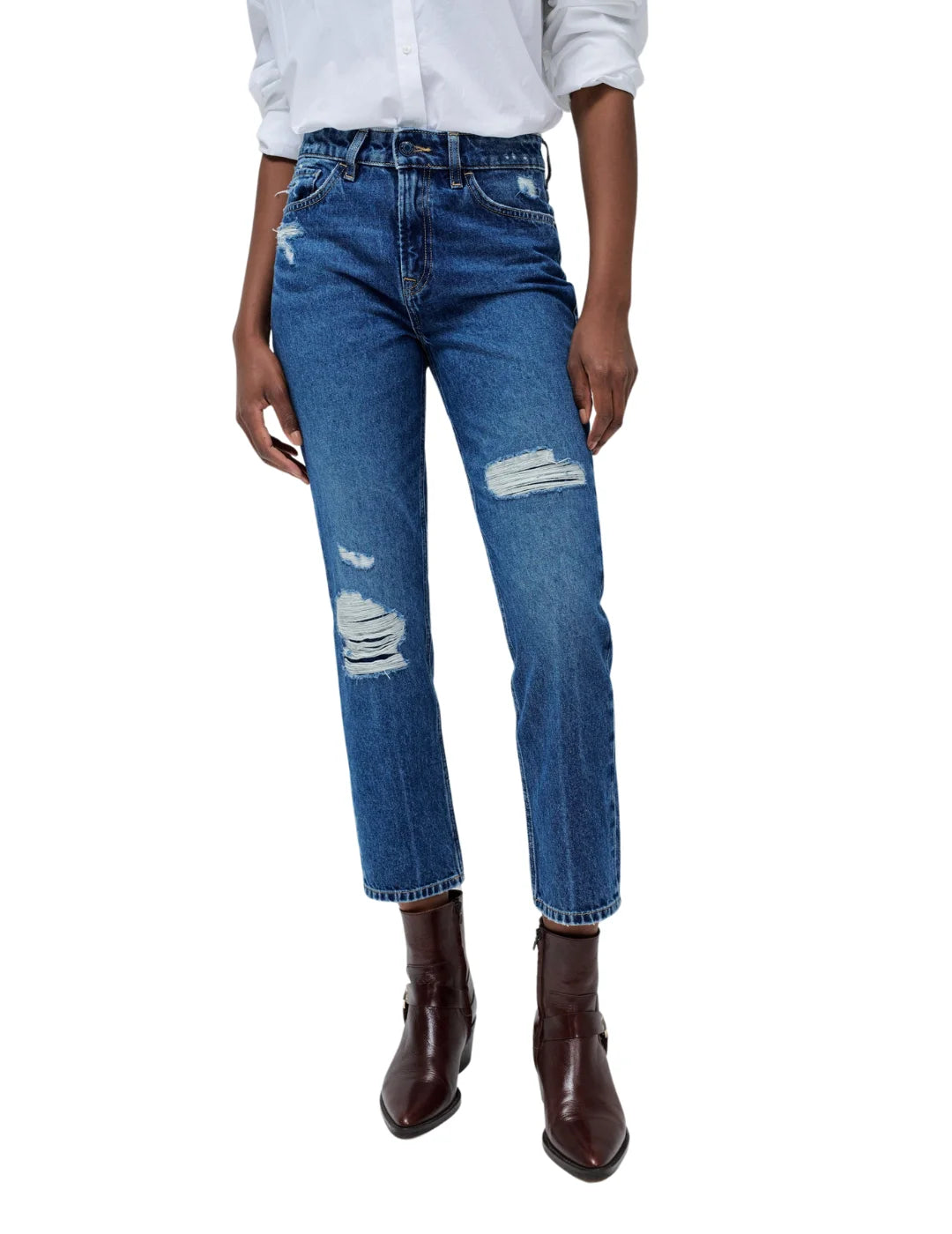 Vaqueros Salsa Jeans True Con Rotos Azul Bicos de Fío