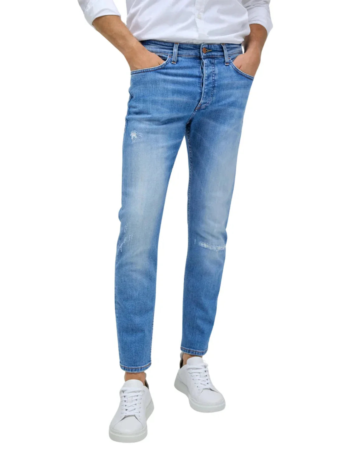 Vaqueros Salsa Jeans Slim Ligeros Rotos Azul | Bicos de Fío