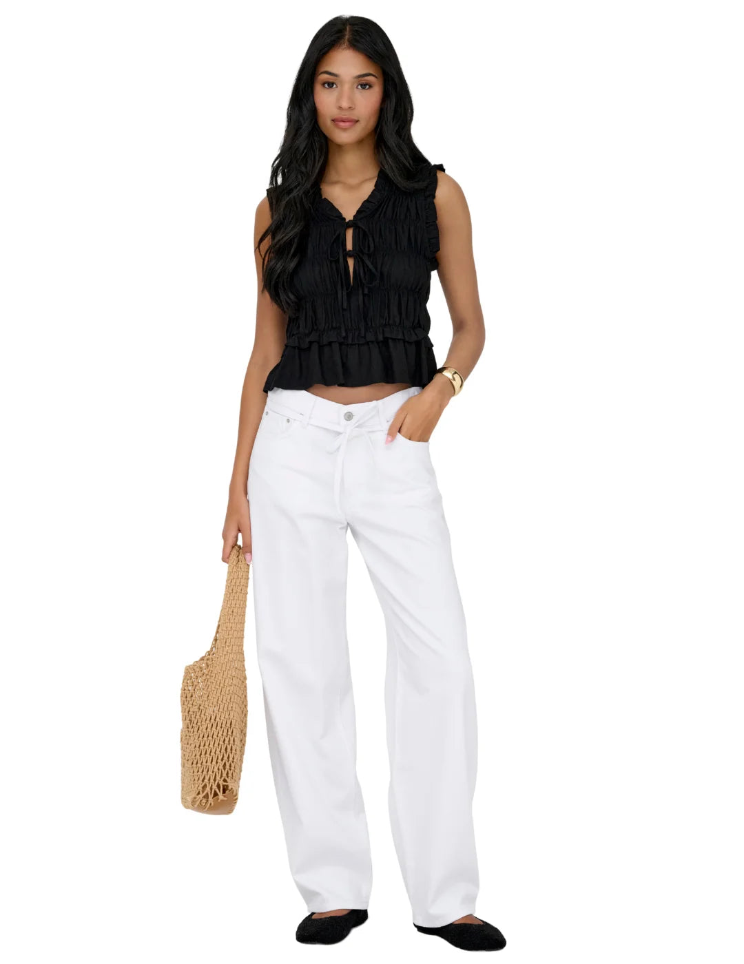 Vaqueros Straight ONLY Gianna DOT211 Blanco | Bicos de Fío
