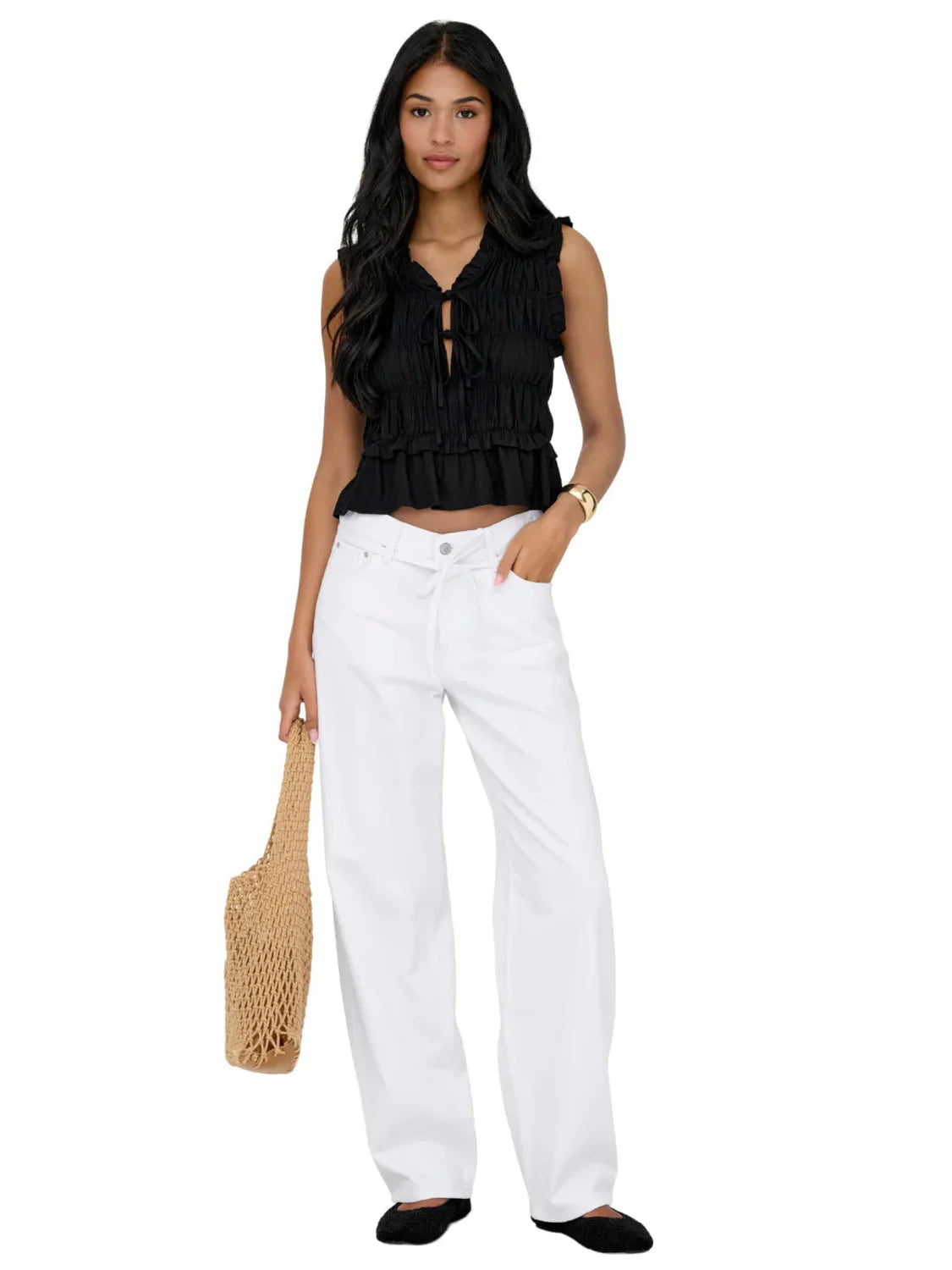 Vaqueros Straight ONLY Gianna DOT211 Blanco | Bicos de Fío