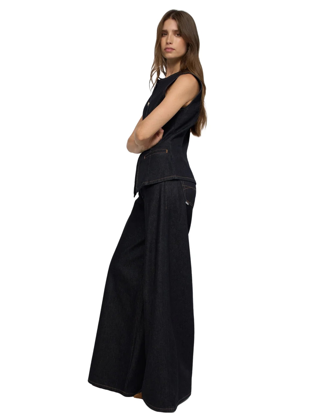 Vaqueros Super Wide Leg Salsa Jeans Azul Oscuro