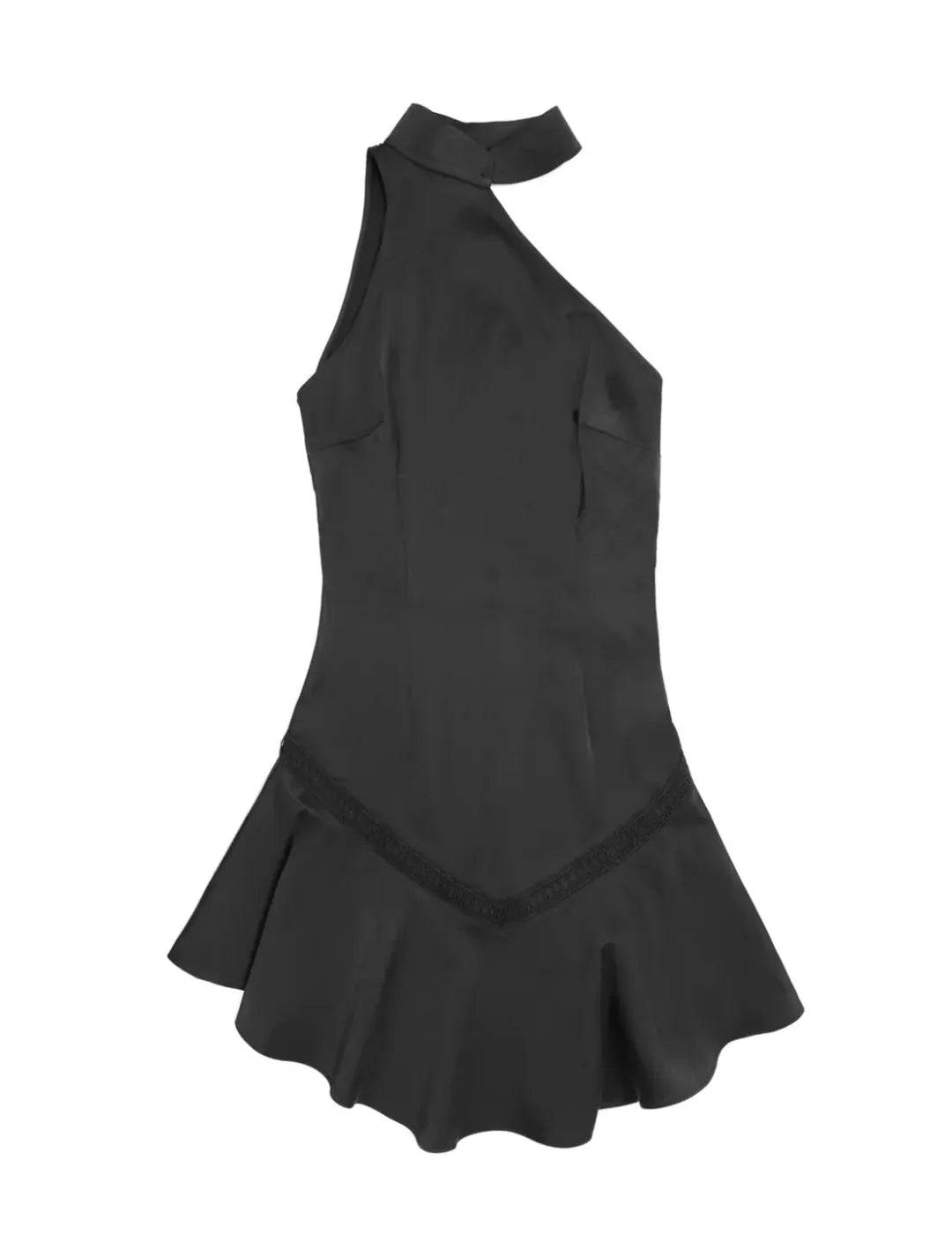 Vestido Asimétrico Corto BALMOHK Negro | Bicos de Fío