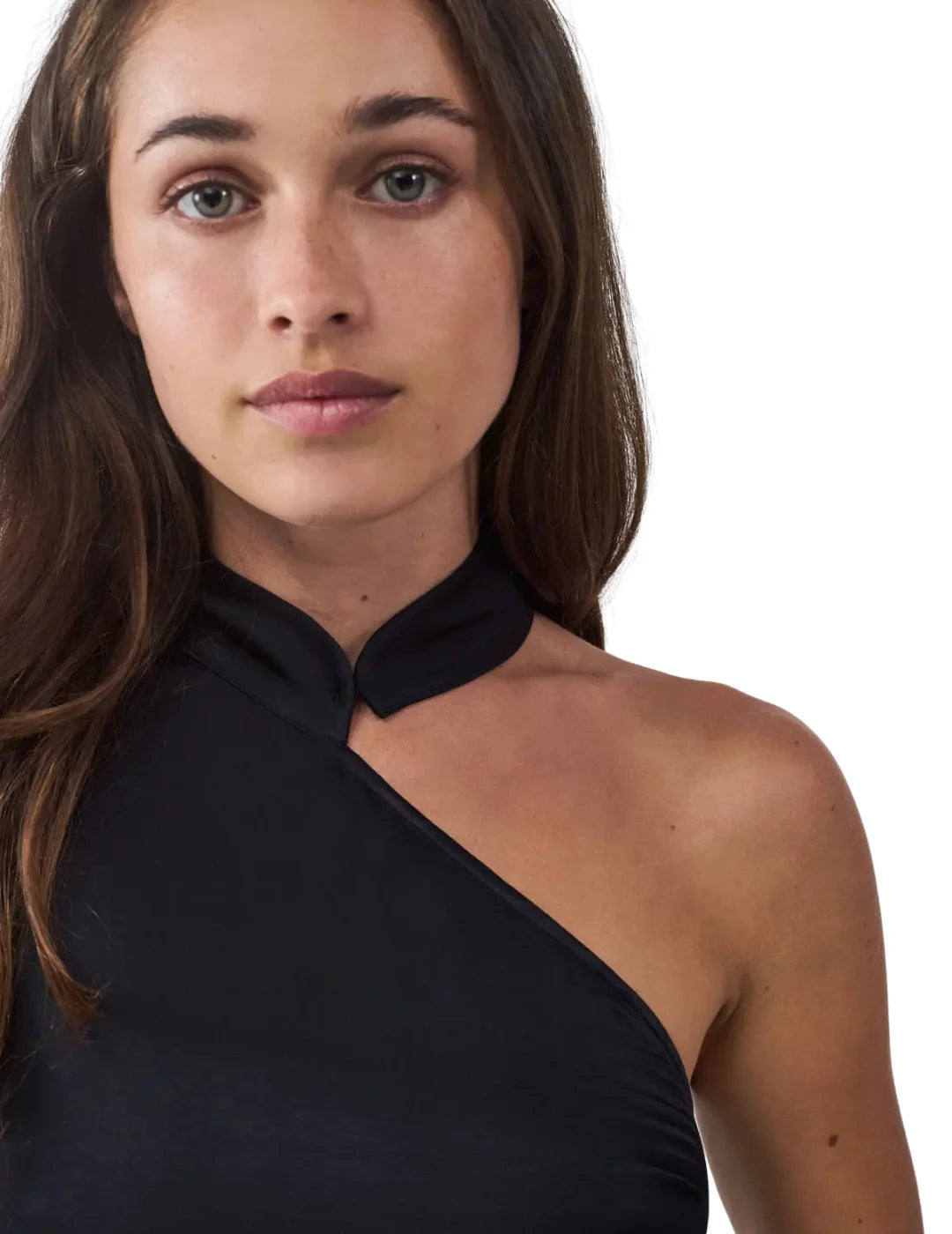 Vestido Mini Satinado BALMOHK Negro | Bicos de Fío