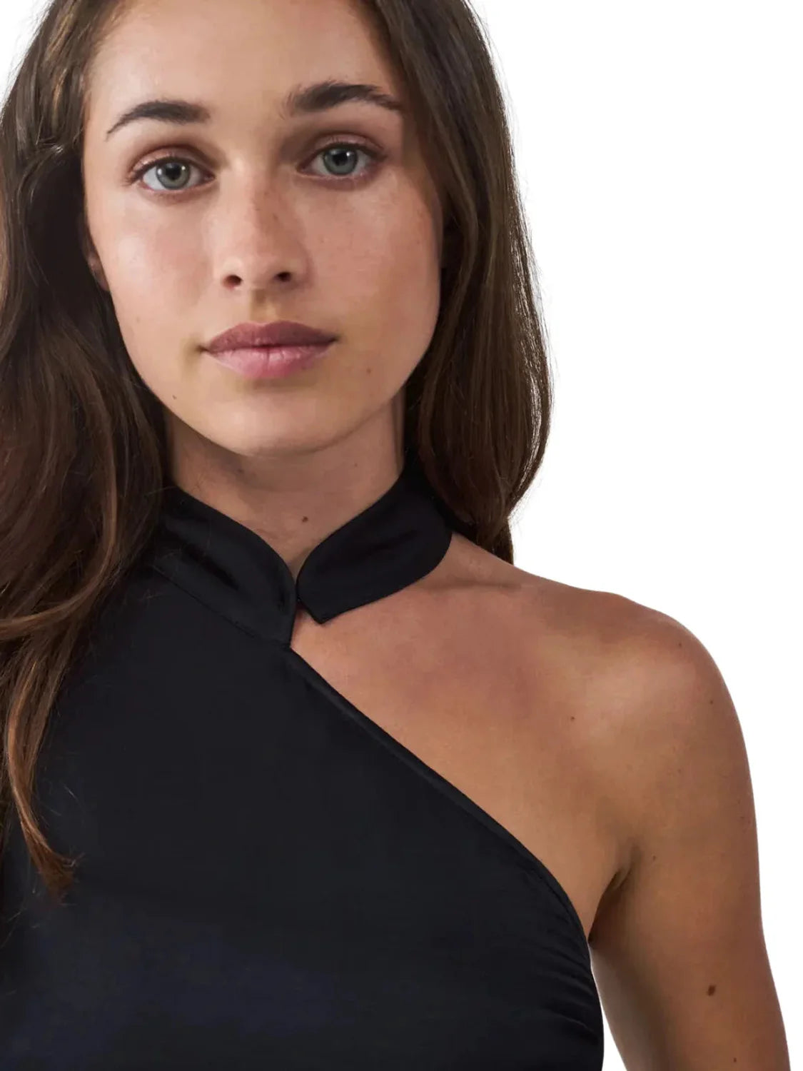 Vestido Mini Satinado BALMOHK Negro | Bicos de Fío