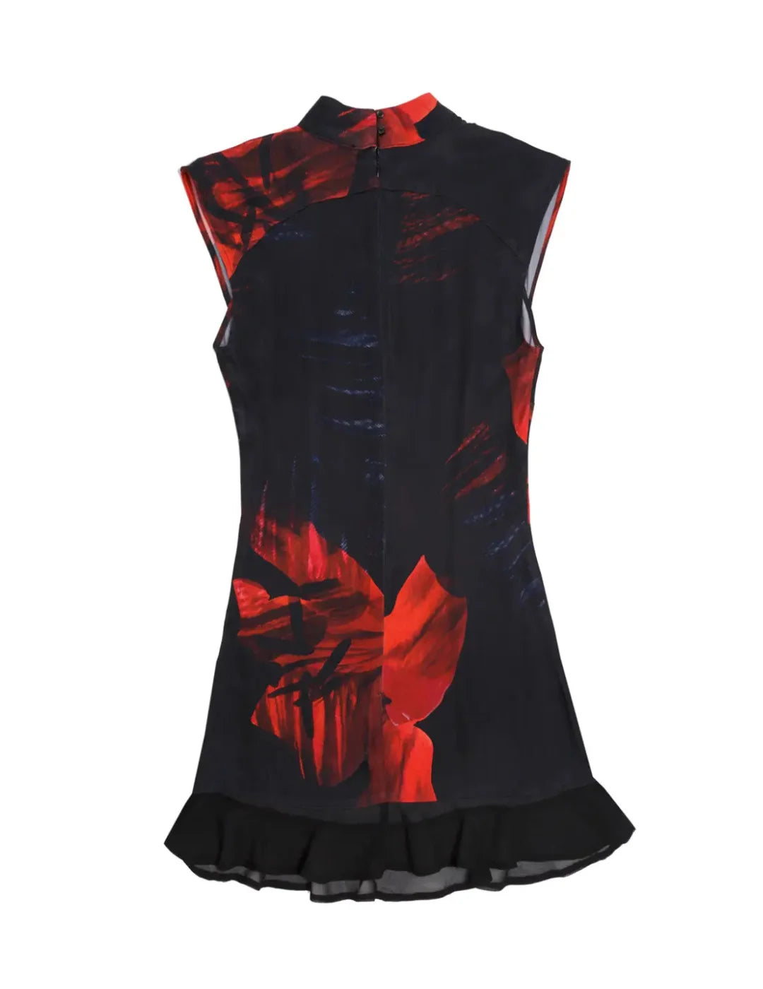 Vestido Corto Estampado Satén BALMOHK Negro | Bicos de Fío