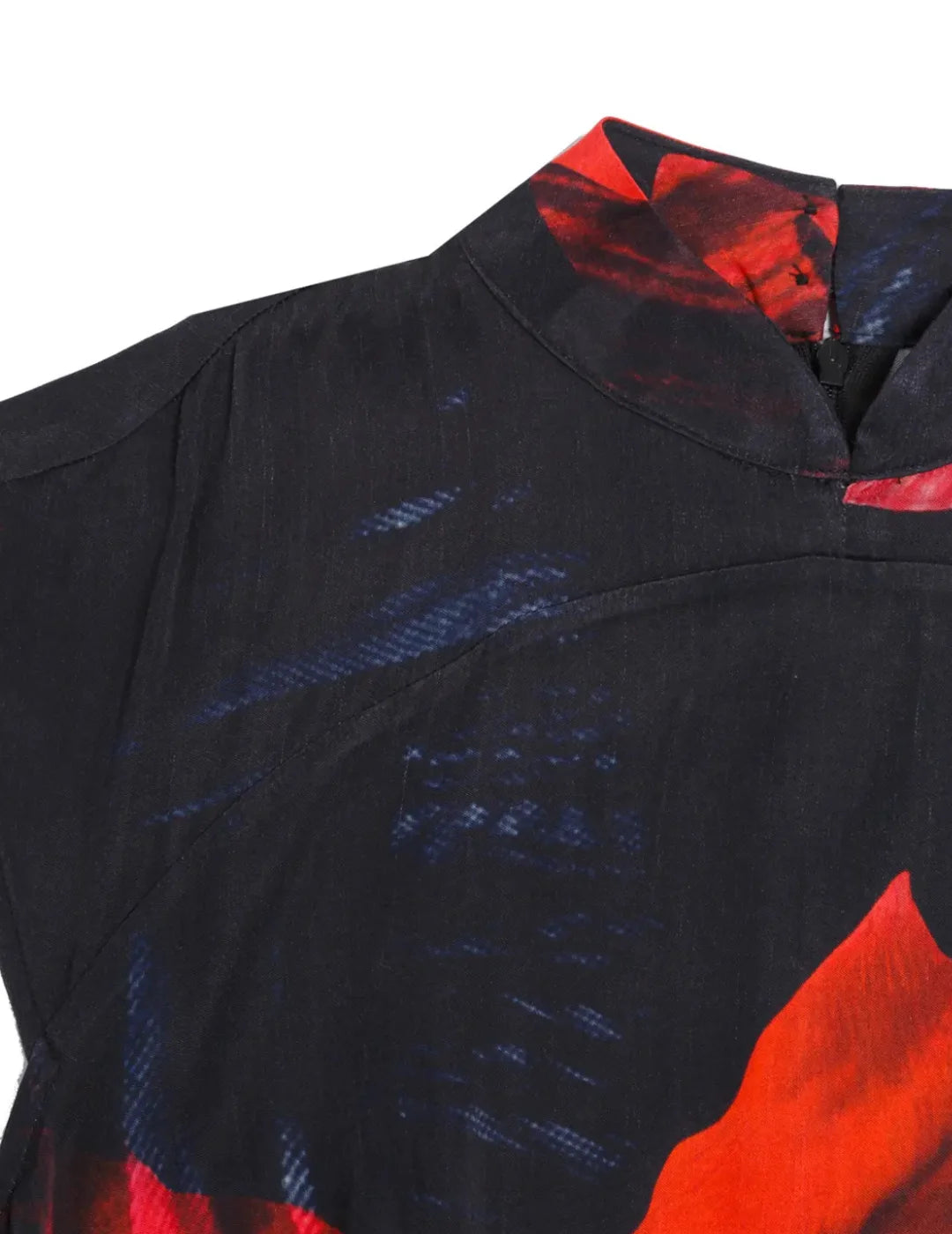 Vestido Corto Estampado Satén BALMOHK Negro | Bicos de Fío