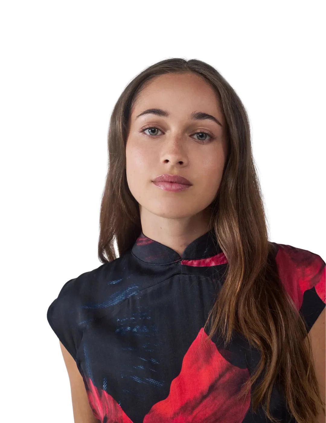 Vestido Corto Estampado Satén BALMOHK Negro | Bicos de Fío