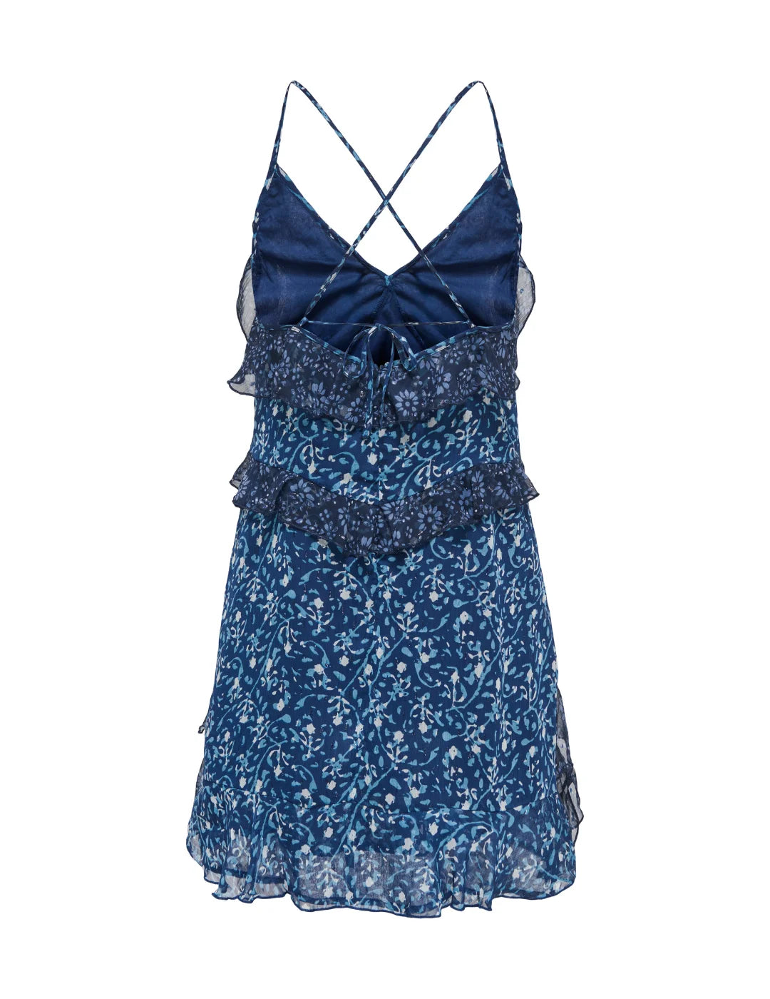 Vestido Corto Volantes ONLY Ralias Azul Marino | Bicos de Fío