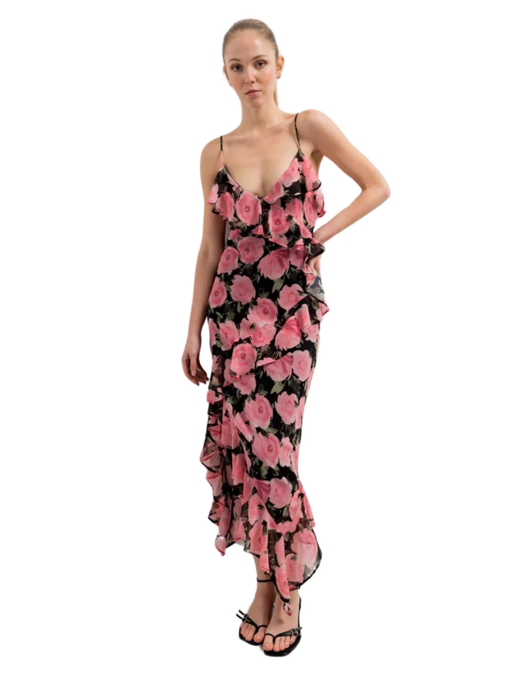 Vestido Tirantes Estampado Floral BdeF Rosa | Bicos de Fío