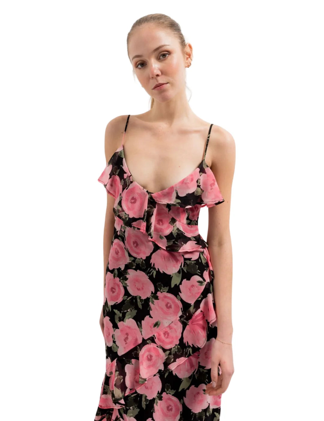 Vestido Tirantes Estampado Floral BdeF Rosa | Bicos de Fío
