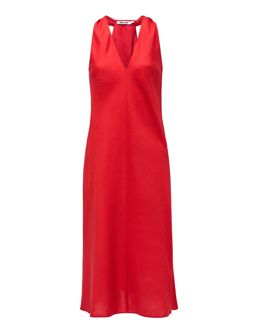 Vestido Giro Espalda Salsa Jeans Rojo Bicos de Fío