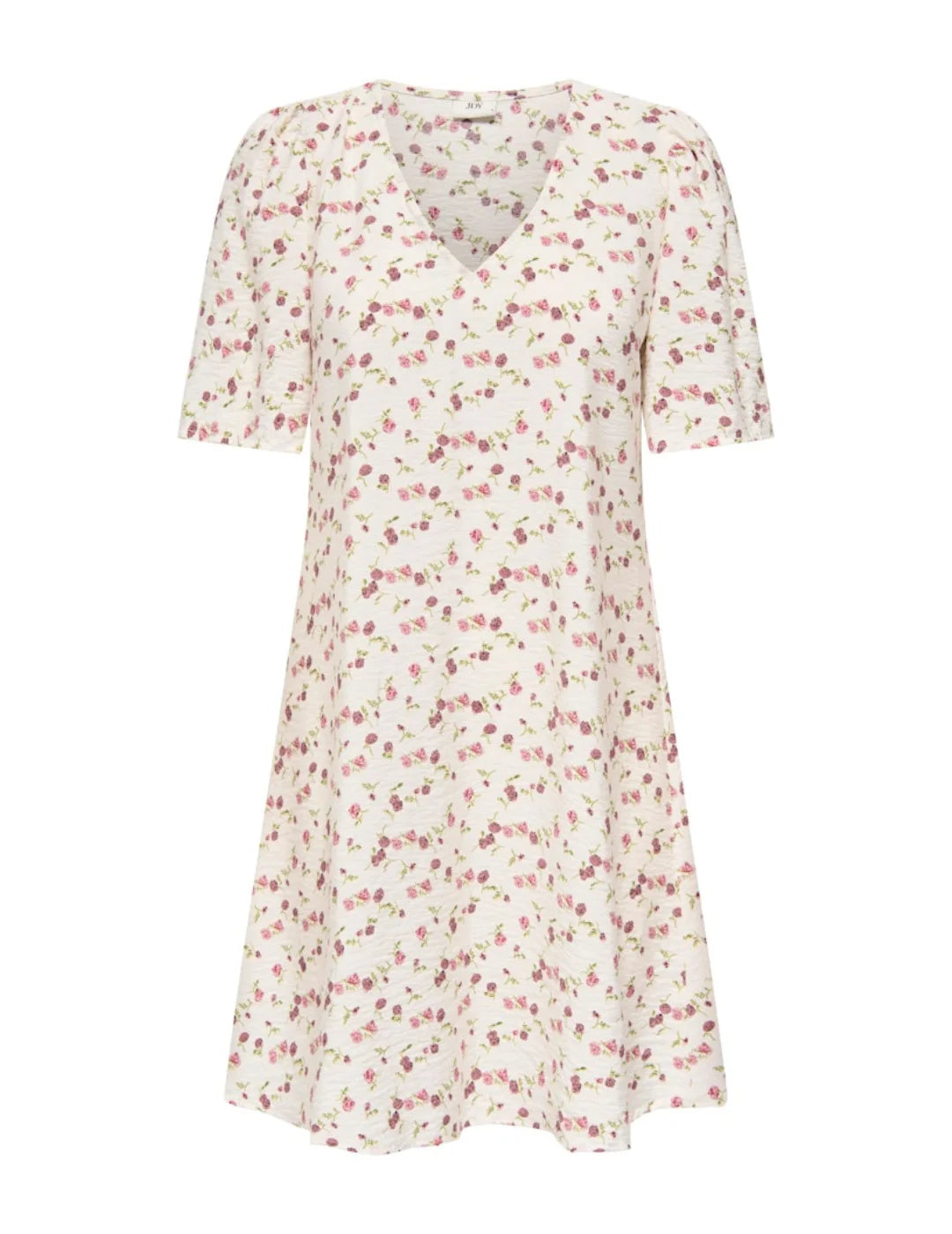 Vestido Corto JDY Carrie Blanco Flores Rosas | Bicos de Fío