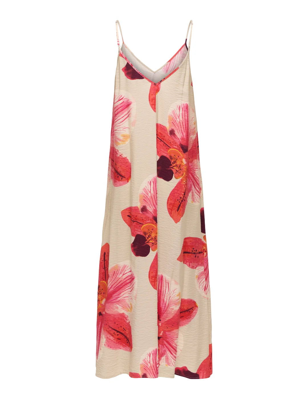 Vestido Largo ONLY Elanor Flores Crudo | Bicos de Fío