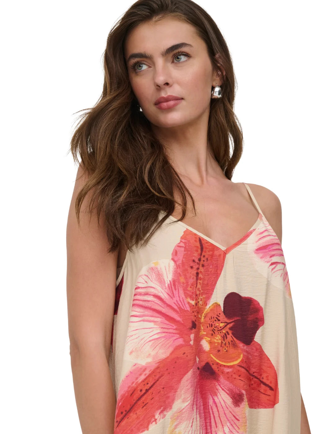 Vestido Largo ONLY Elanor Flores Crudo | Bicos de Fío