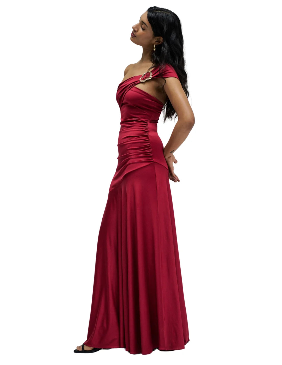 Vestido Largo Salsa Jeans Detalle Dorado Rojo | Bicos de Fío