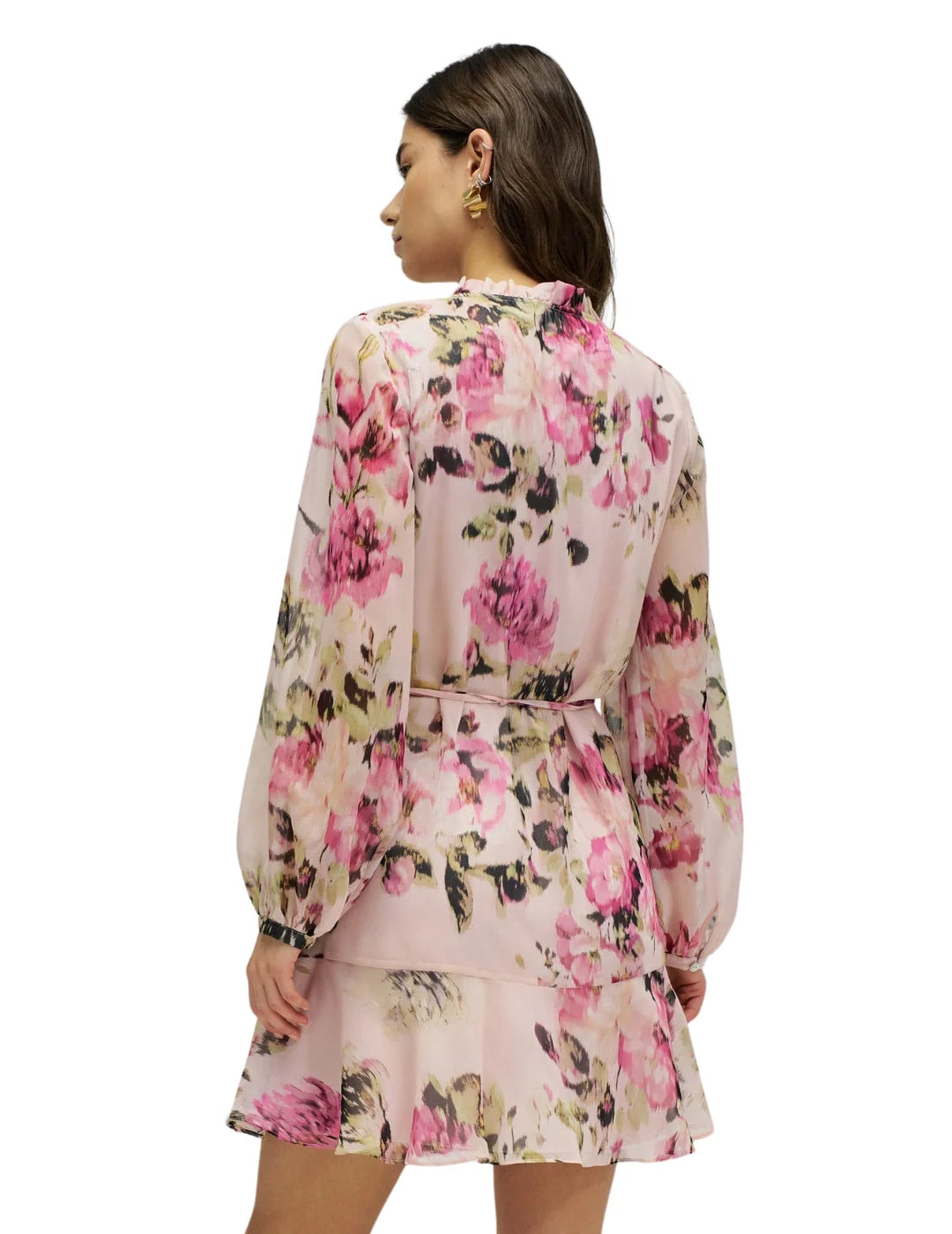 Vestido Patrón Floral Salsa Jeans Rosa | Bicos de Fío