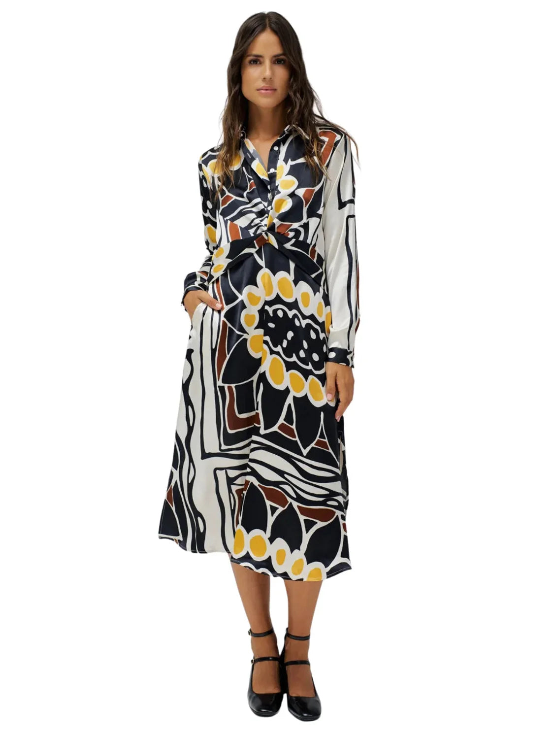 Vestido Midi Salsa Jeans Twisted Amarillo | Bicos de Fío
