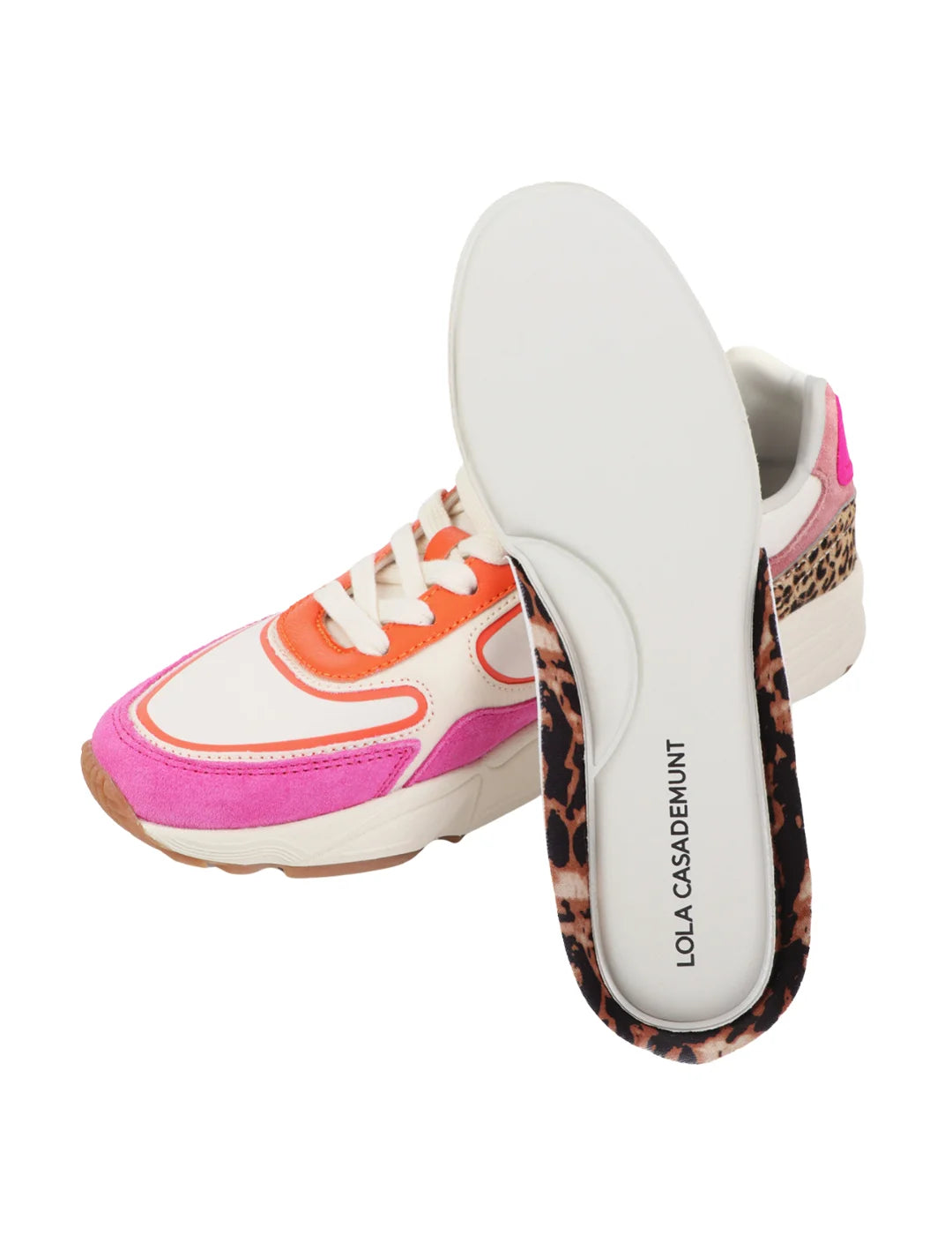 Zapatilla Tipo Running Lola Casademunt Blanco-Rosa | Bicos de Fío