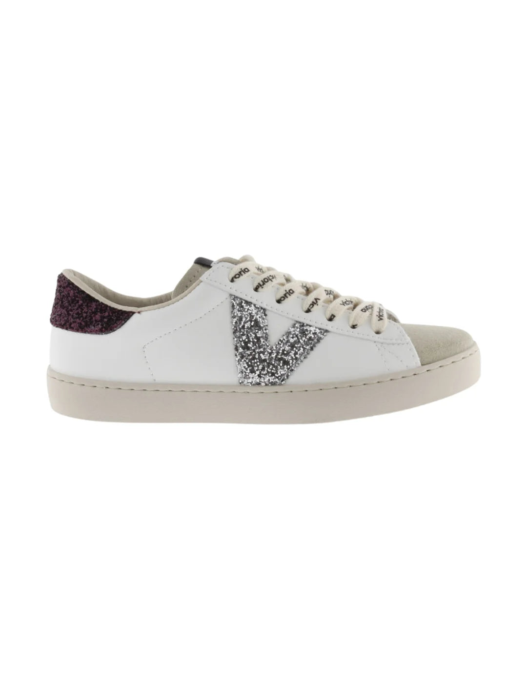 Zapatilla Victoria Berlin Blanco-Burdeos | Bicos de Fío