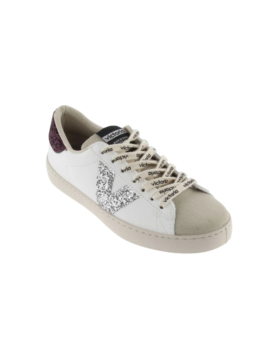 Zapatilla Victoria Berlin Blanco-Burdeos | Bicos de Fío