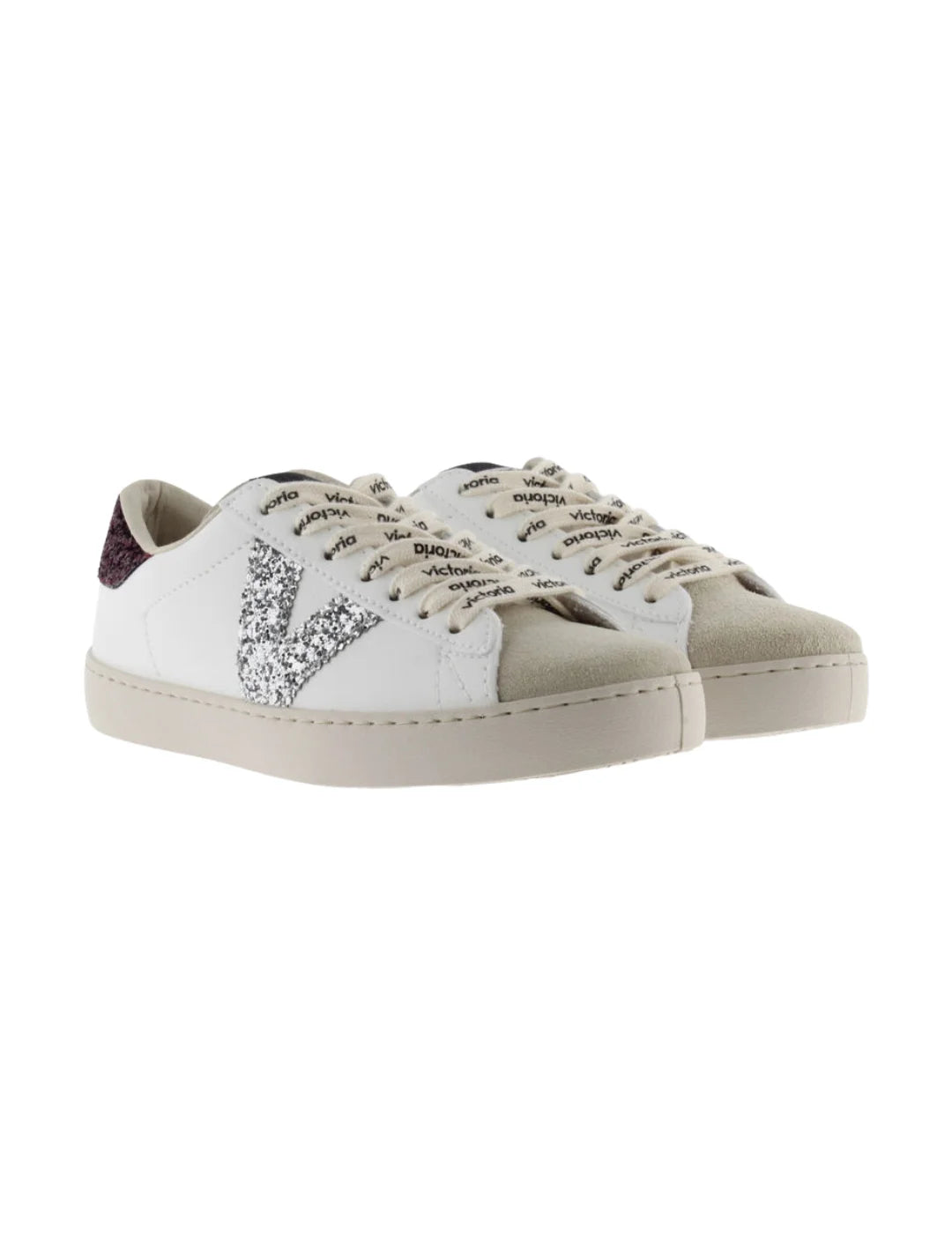 Zapatilla Victoria Berlin Blanco-Burdeos | Bicos de Fío