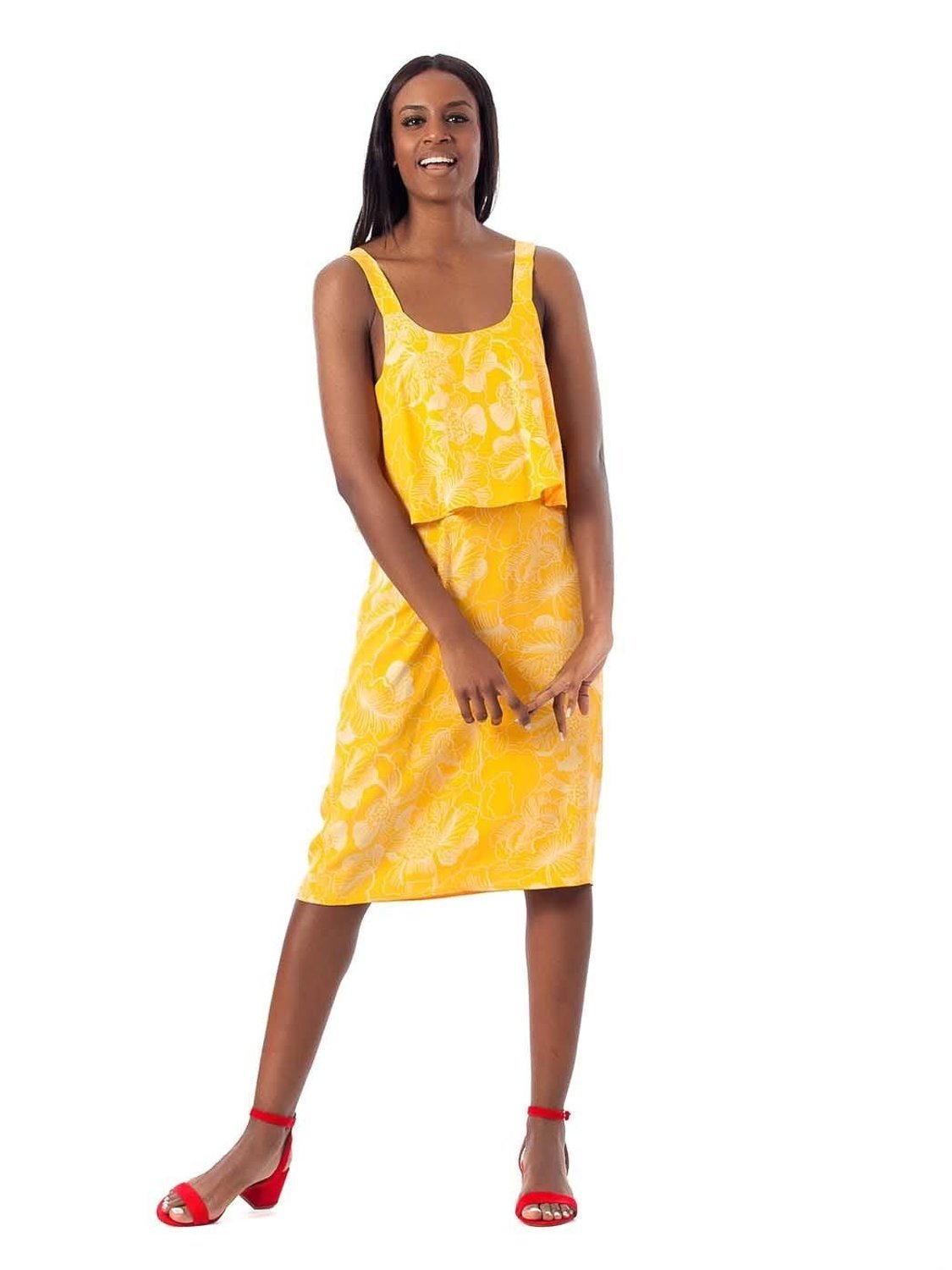 Vestido ICHI Damia Oro - Bicos de Fío