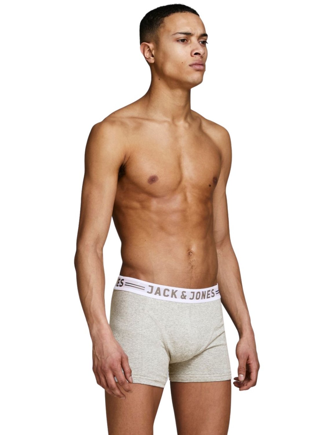 Pack de 3 Boxer Jack and Jones Sense Blanco-Gris-Negro - Bicos de Fío