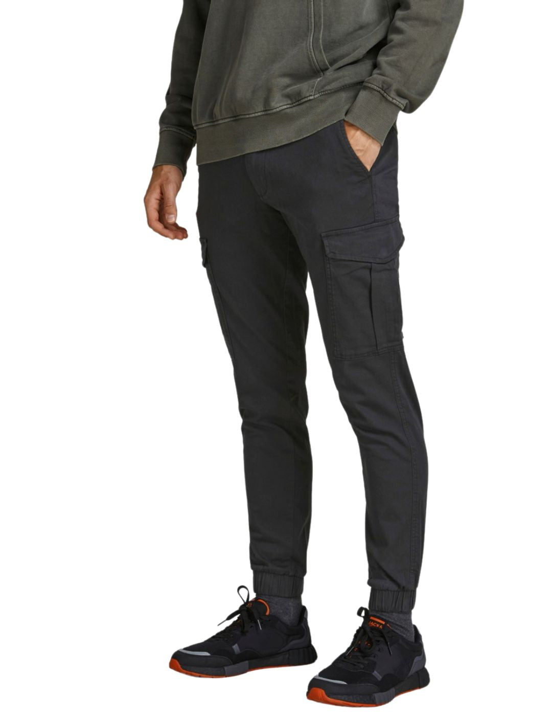 Pantalón cargo con puño para hombre Jack and Jones Negro - Bicos de Fío