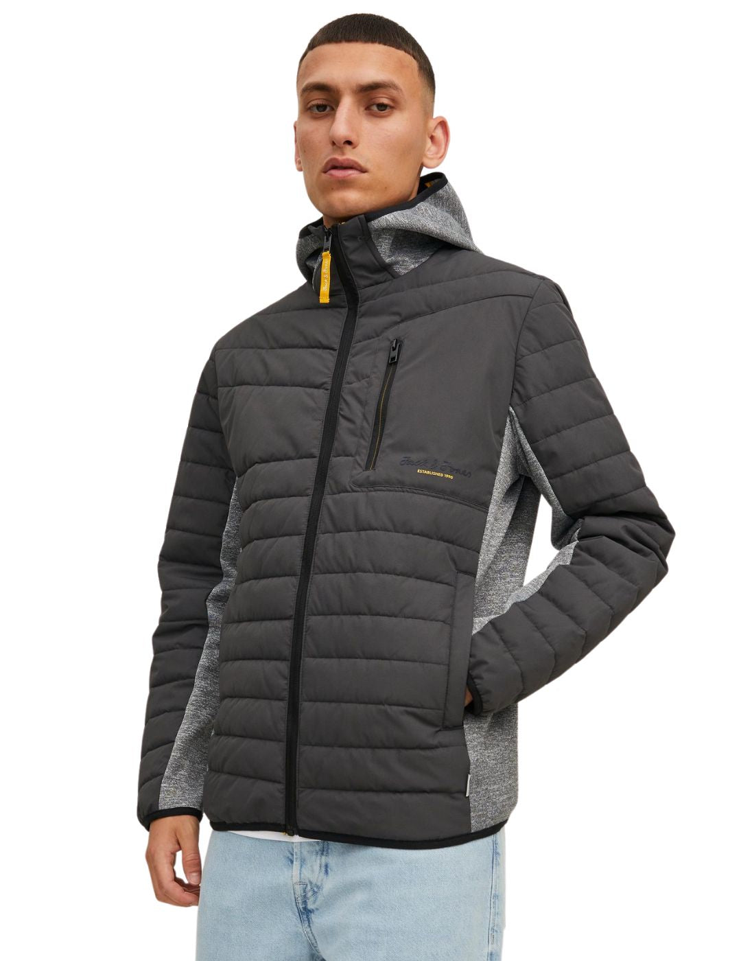 Chaqueta Jack and Jones Jcoberg con mezcla de tejidos Gris - Bicos de Fío