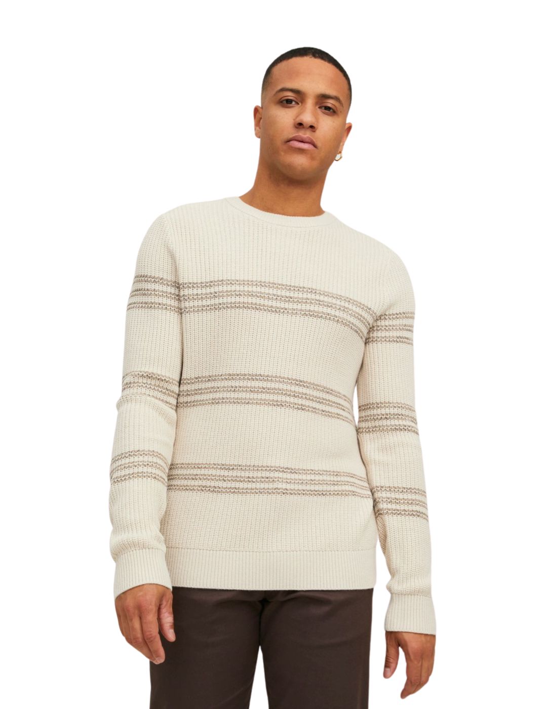 Jersey de rayas Jack and Jones Beige - Bicos de Fío