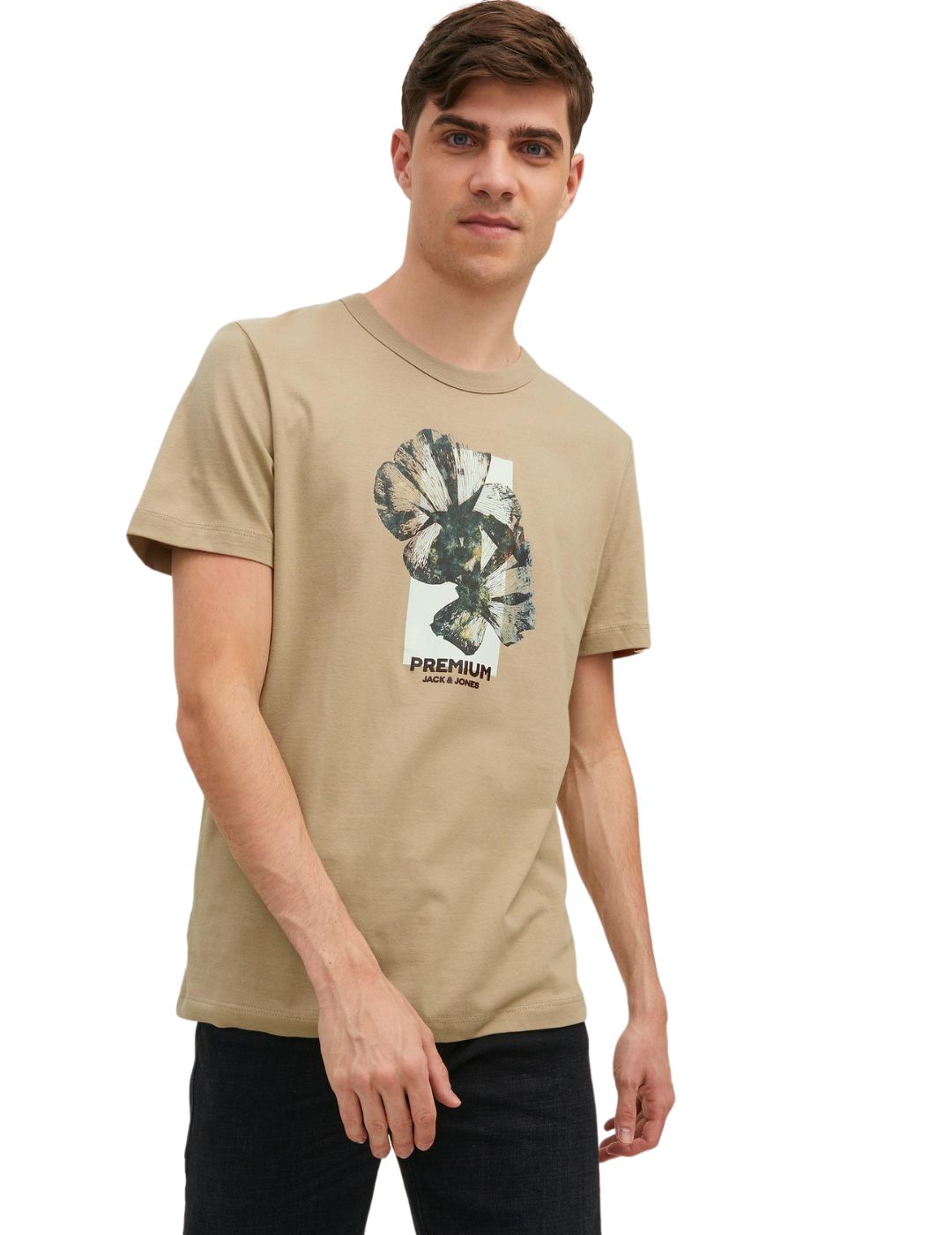 Camiseta Jack and Jones Premium Print Beige - Bicos de Fío