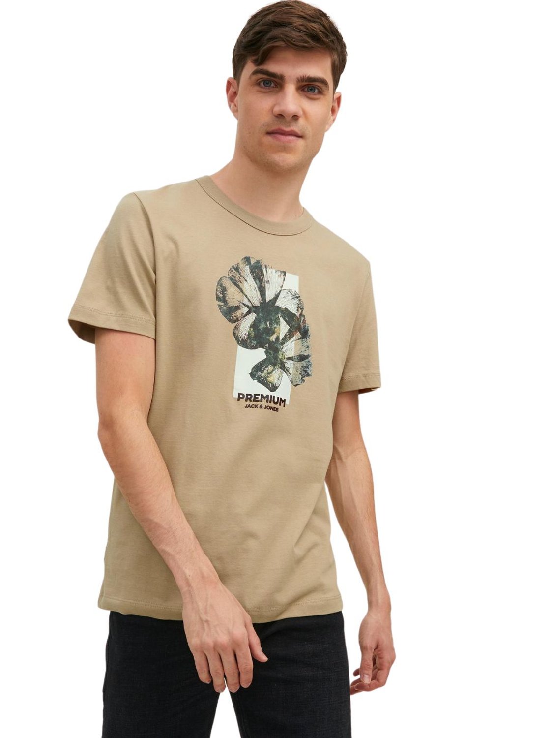 Camiseta Jack and Jones Premium Print Beige - Bicos de Fío