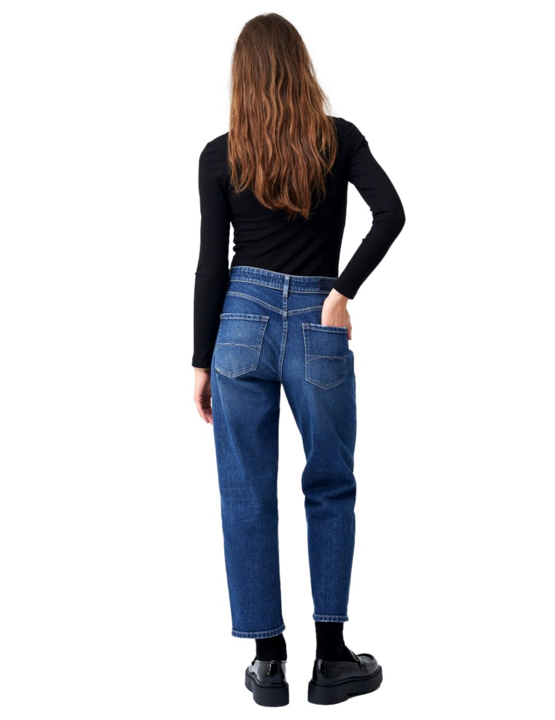 Vaqueros Salsa Boyfriend Cropped Slim Azul Oscuro - Bicos de Fío