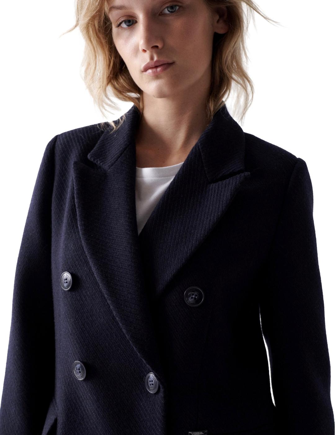 Blazer de paño lisa Salsa Azul Marino - Bicos de Fío